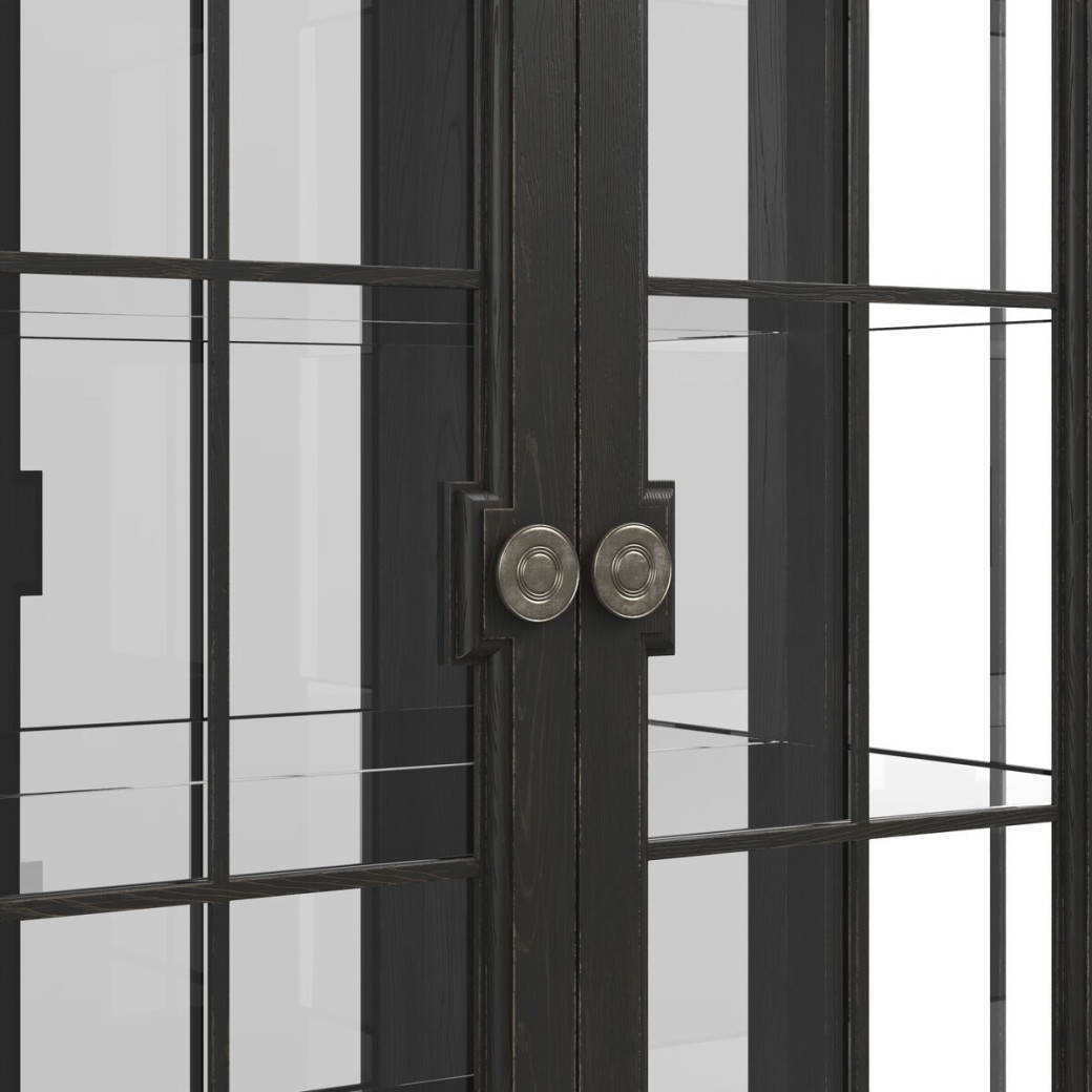 334240-2659 Atrium 2 Door Glass Cabinet  black with undertones of brown Finish by A.R.T. Furniture Collections
