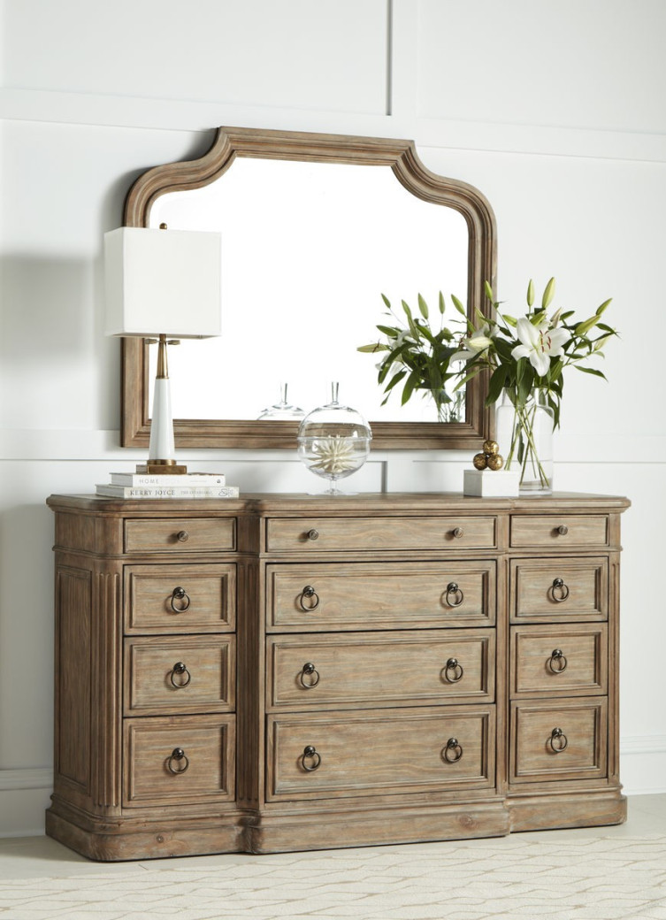 Bedroom with Panel Bed Rustic Pine Finish Architrave Collection  By ART Furniture