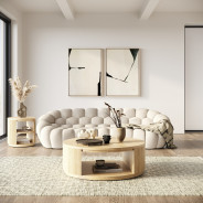 81303 Divani Casa Yolonda - Modern Curved Beige Fabric Sofa Set