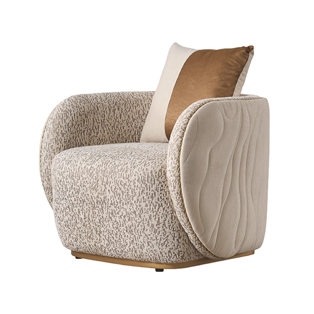 Chair Biscotti Ivory Gold Finish Gineverra Collection By Michael Amini LFR-GNVA835-BSC-839