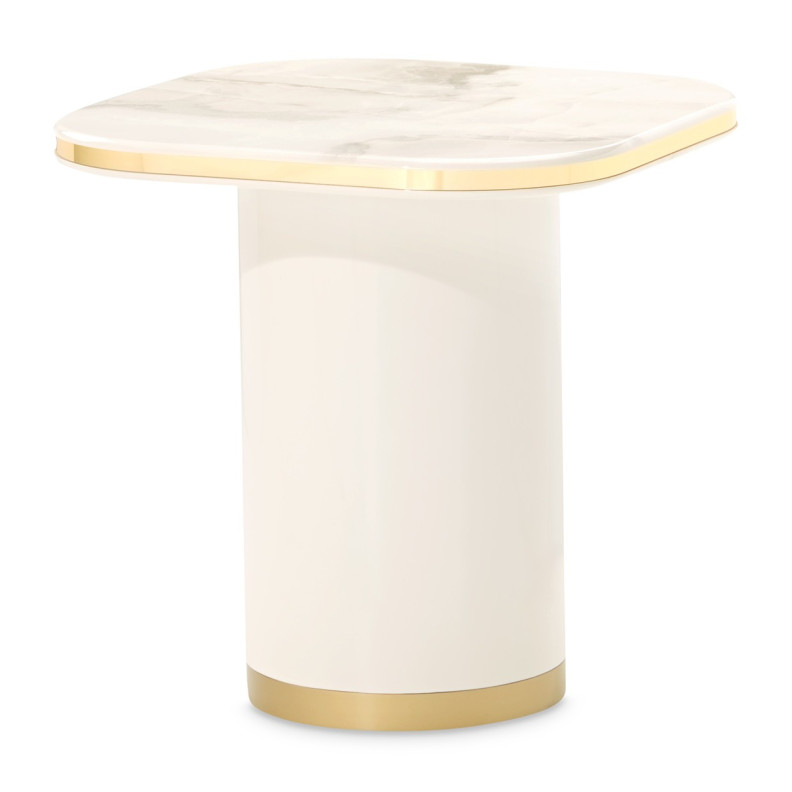 End Table Gineverra Collection Ivory Gold Finish by Michael Amini LFR-GNVA202-839