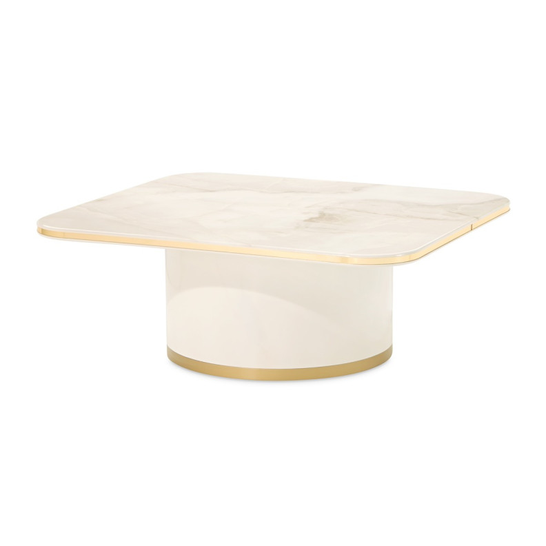 Rectangular Cocktail Table Ivory Gold Finish Gineverra Collection By Michael Amini LFR-GNVA201-839