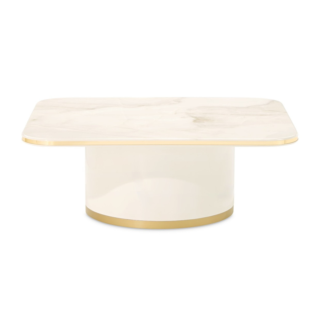 Rectangular Cocktail Table Ivory Gold Finish Gineverra Collection By Michael Amini LFR-GNVA201-839