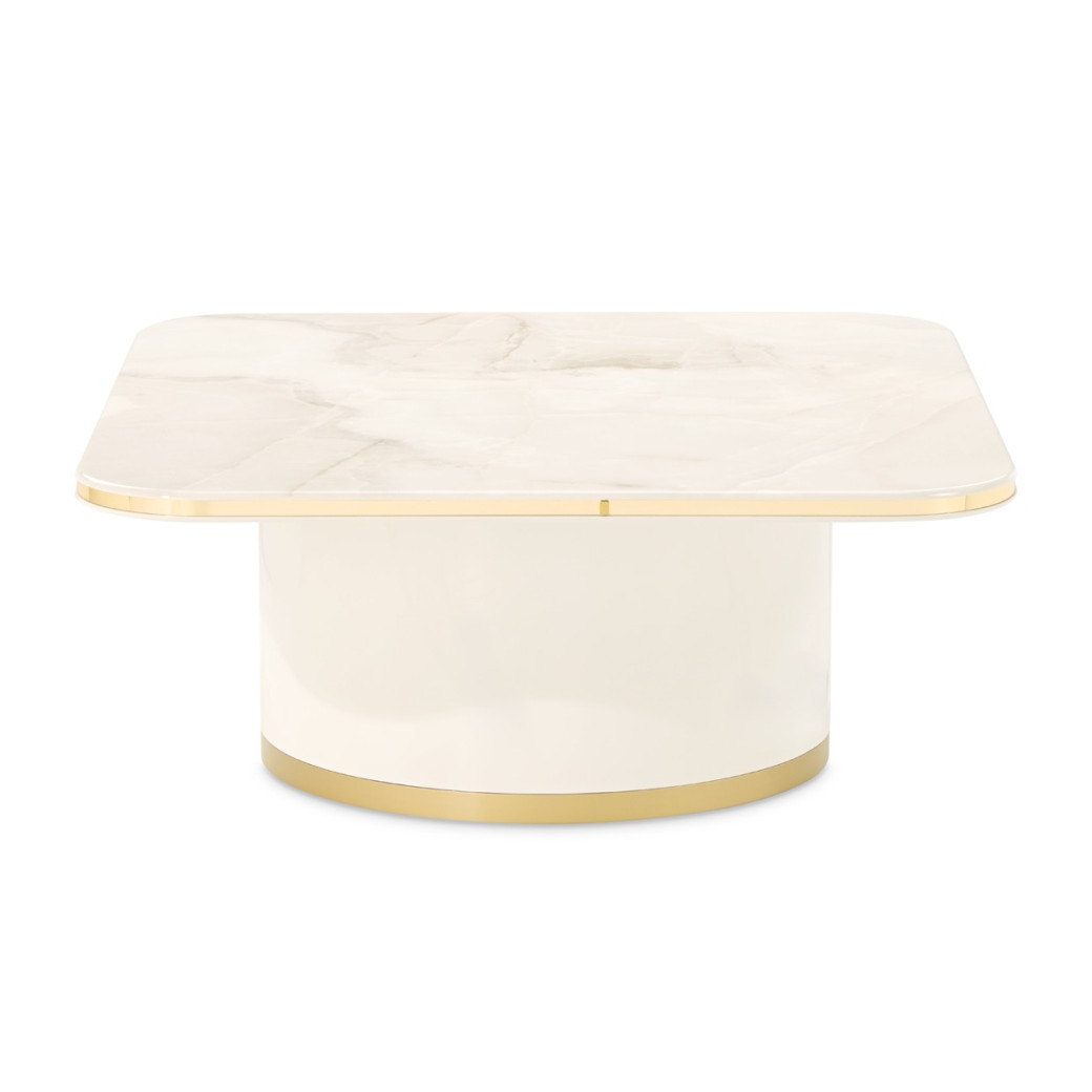 Rectangular Cocktail Table Ivory Gold Finish Gineverra Collection By Michael Amini LFR-GNVA201-839