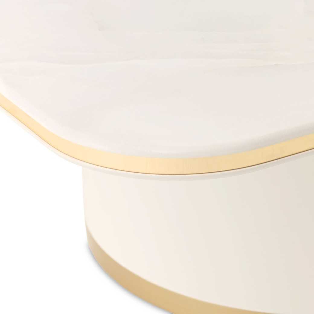 Rectangular Cocktail Table Ivory Gold Finish Gineverra Collection By Michael Amini LFR-GNVA201-839