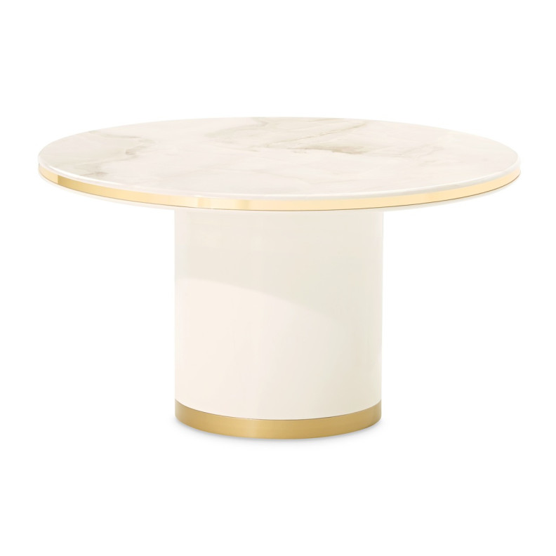 Round Cocktail Table Ivory Gold Finish Gineverra Collection By Michael Amini LFR-GNVA204-839