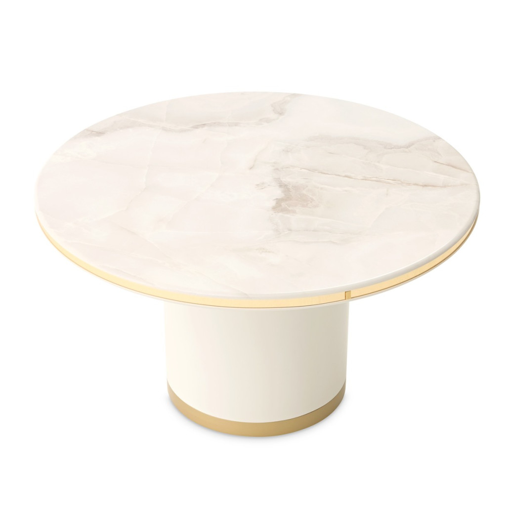 Round Cocktail Table Ivory Gold Finish Gineverra Collection By Michael Amini LFR-GNVA204-839