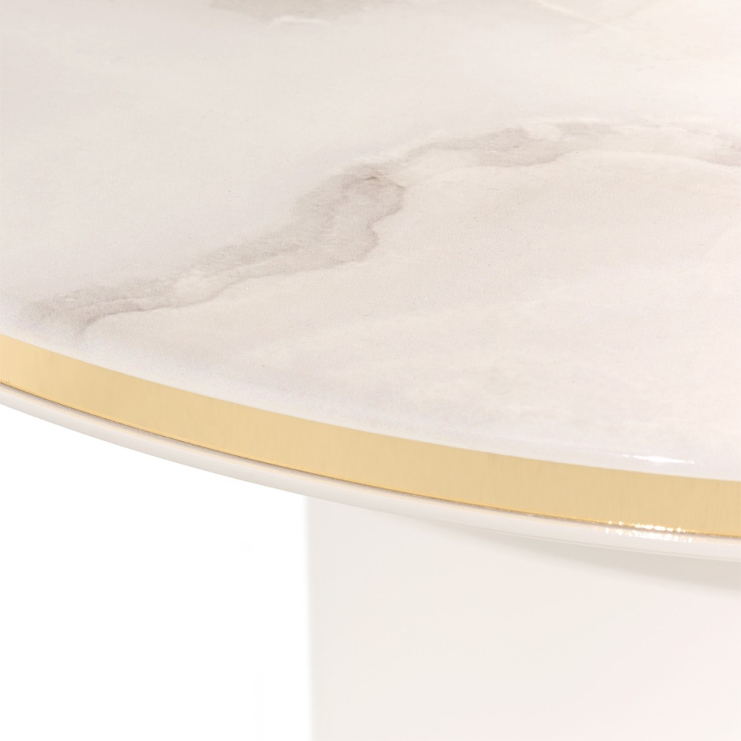 Round Cocktail Table Ivory Gold Finish Gineverra Collection By Michael Amini LFR-GNVA204-839