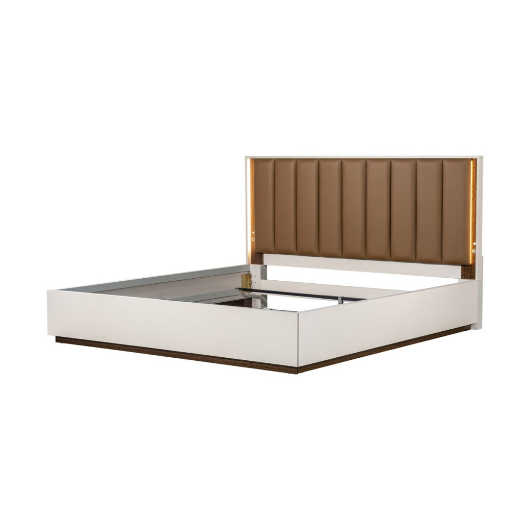 Eastern King Bed with LED Lighting Walnut Finish Pavira Collection By Michael Aminni 9023014EK03-204