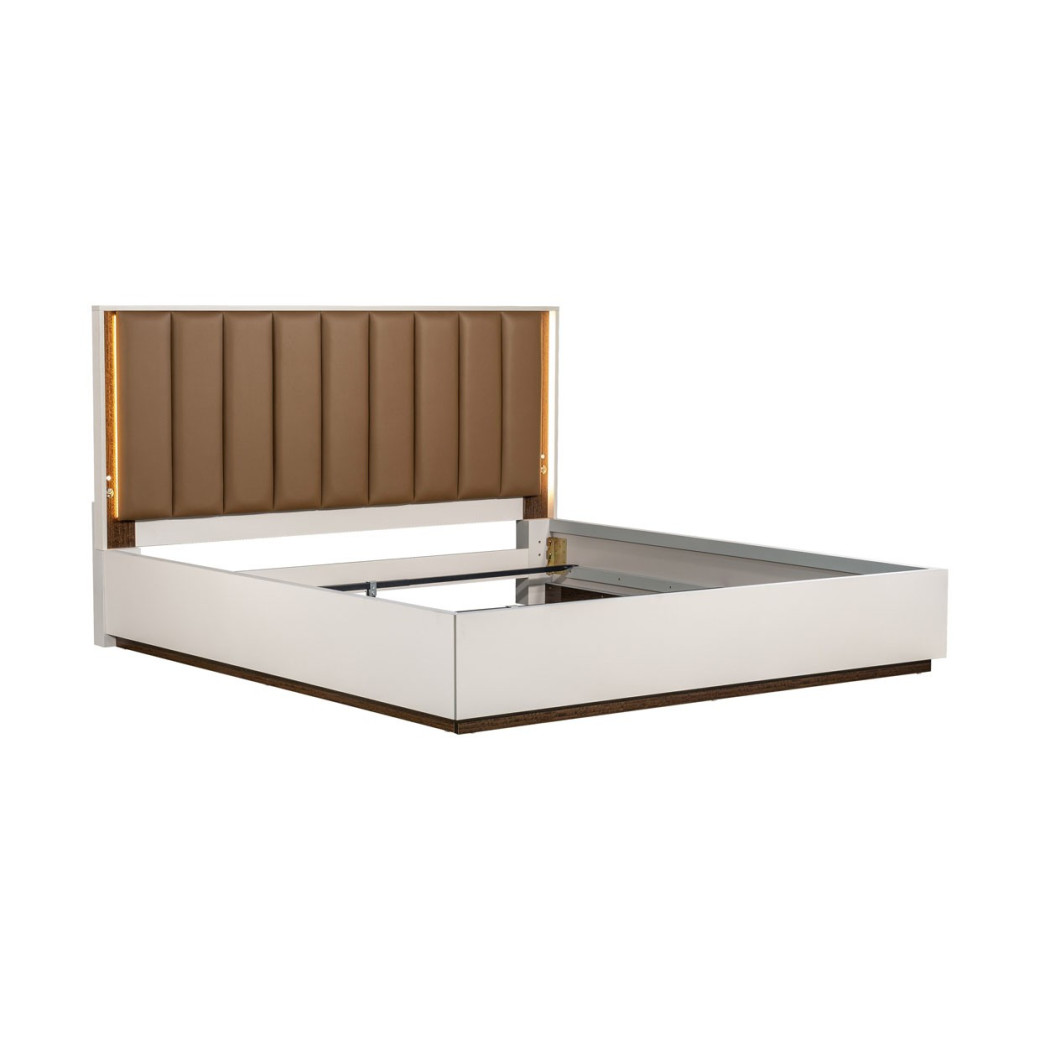 Eastern King Bed with LED Lighting Walnut Finish Pavira Collection By Michael Aminni 9023014EK03-204