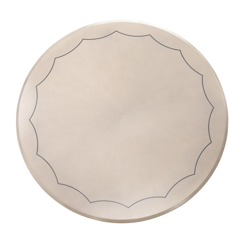 7PC Round Dining Table Set Silver Mist Finish Fantosini Collection By Michael Amini 9091001-823