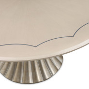 7PC Round Dining Table Set Silver Mist Finish Fantosini Collection By Michael Amini 9091001-823