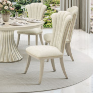 7PC Round Dining Table Set Silver Mist Finish Fantosini Collection By Michael Amini 9091001-823