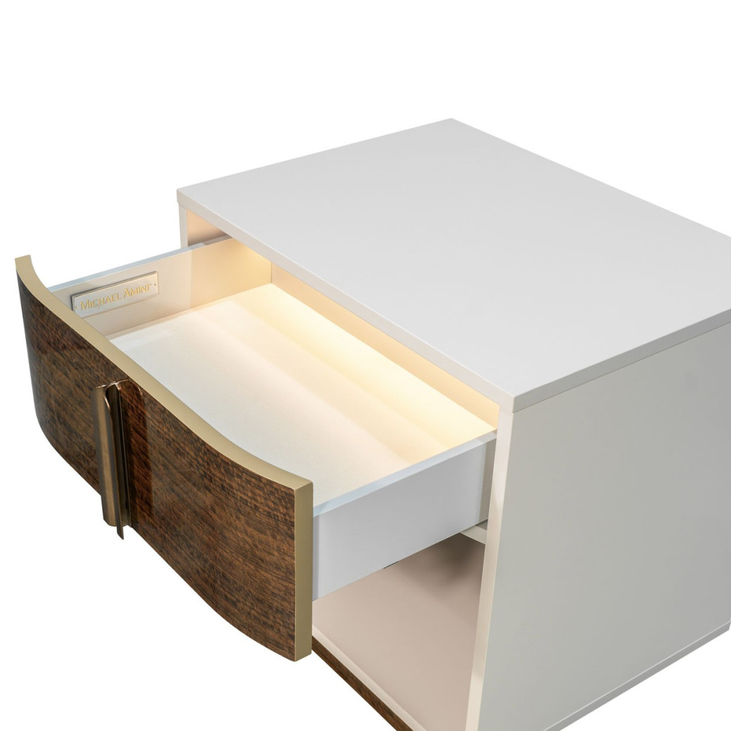 1-Drawer Nightstand Walnut Finish Pavira Collection By Michael Amini 9023040-204
