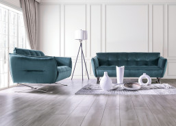 2PC Sofa & Loveseat Teal Velvet Civellutino Collection By Furniture of America FM90004TL