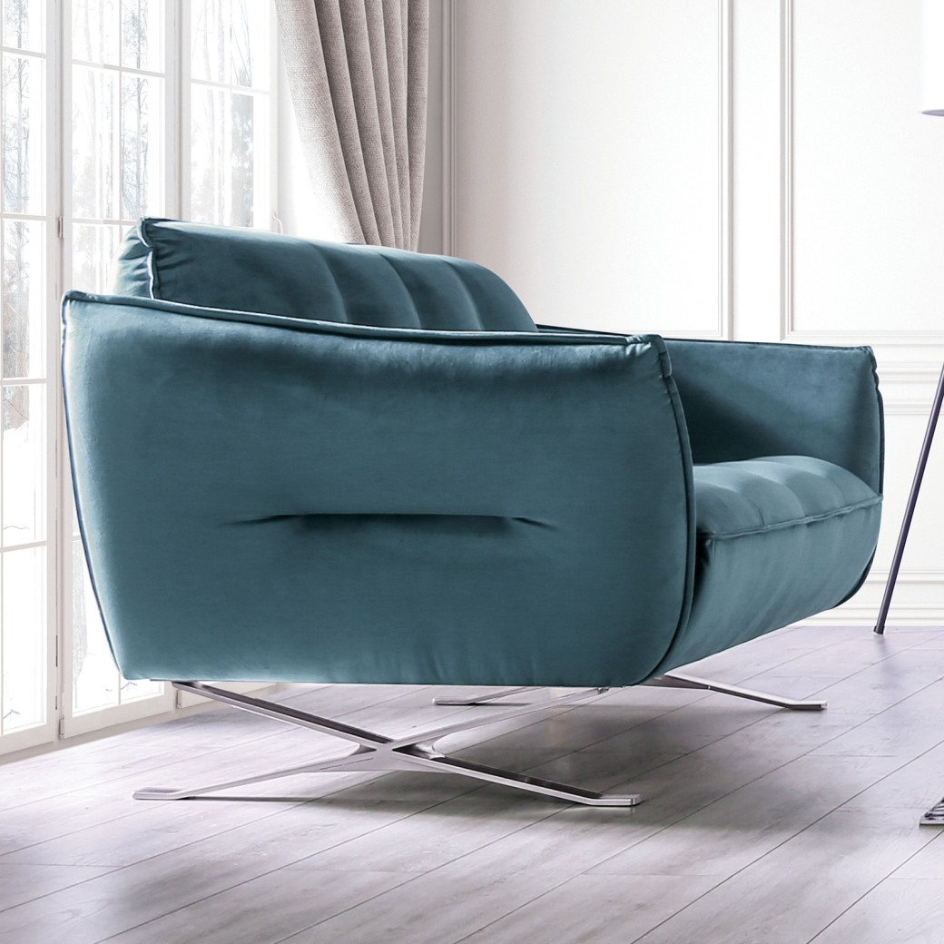 2PC Sofa & Loveseat Teal Velvet Civellutino Collection By Furniture of America FM90004TL