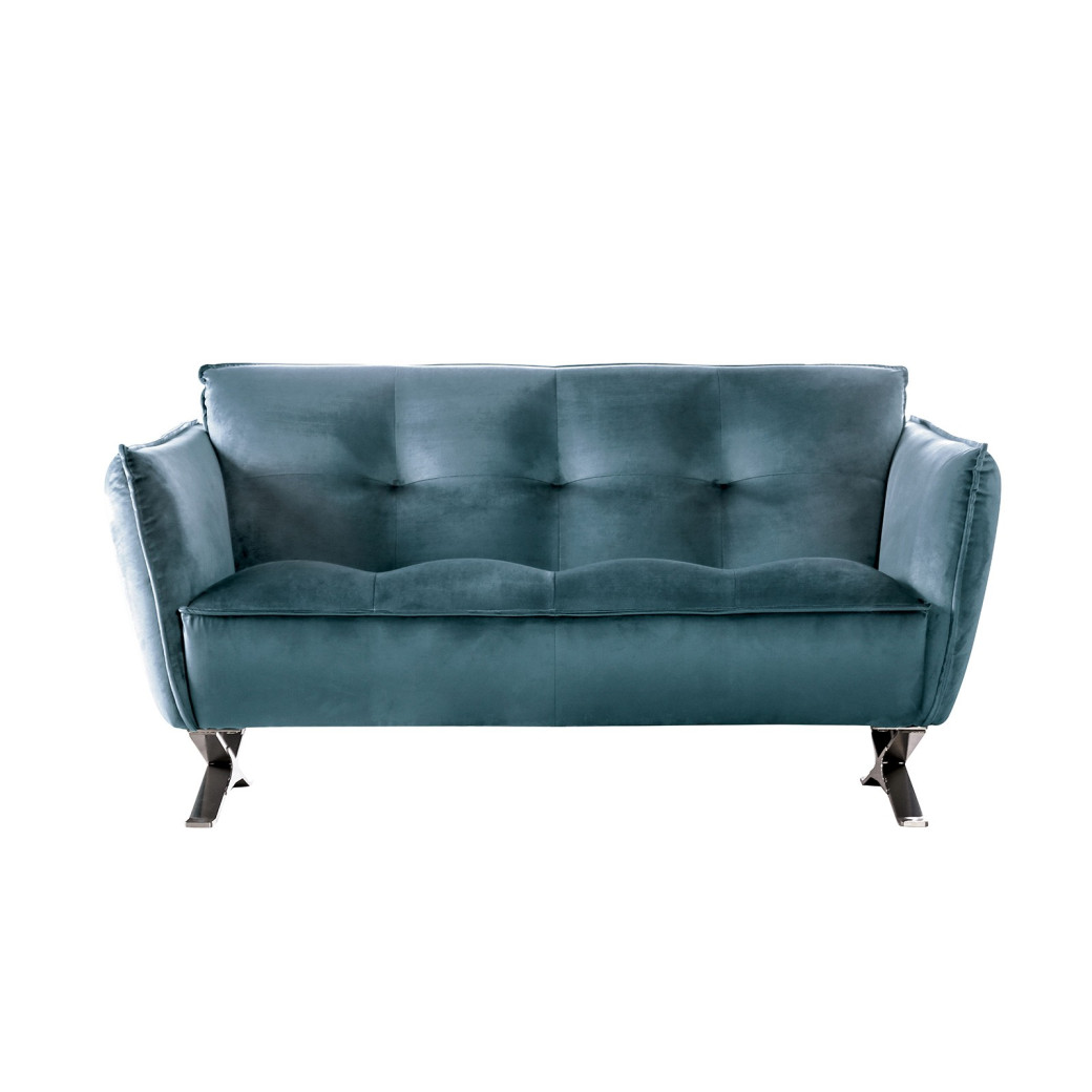 2PC Sofa & Loveseat Teal Velvet Civellutino Collection By Furniture of America FM90004TL