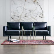 2PC Sofa & Loveseat Midnight Blue Italian Leather Contemporary Style By Furniture of America FM90000