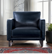2PC Sofa & Loveseat Midnight Blue Italian Leather Contemporary Style By Furniture of America FM90000