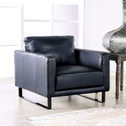 2PC Sofa & Loveseat Midnight Blue Italian Leather Contemporary Style By Furniture of America FM90000