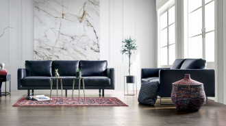 2PC Sofa & Loveseat Midnight Blue Italian Leather Contemporary Style By Furniture of America FM90000