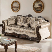 SM6450 2PC Sofa & Loveseat Traditional Style Light Brown/Dark Cherry By Furniture of America