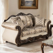 SM6450 2PC Sofa & Loveseat Traditional Style Light Brown/Dark Cherry By Furniture of America