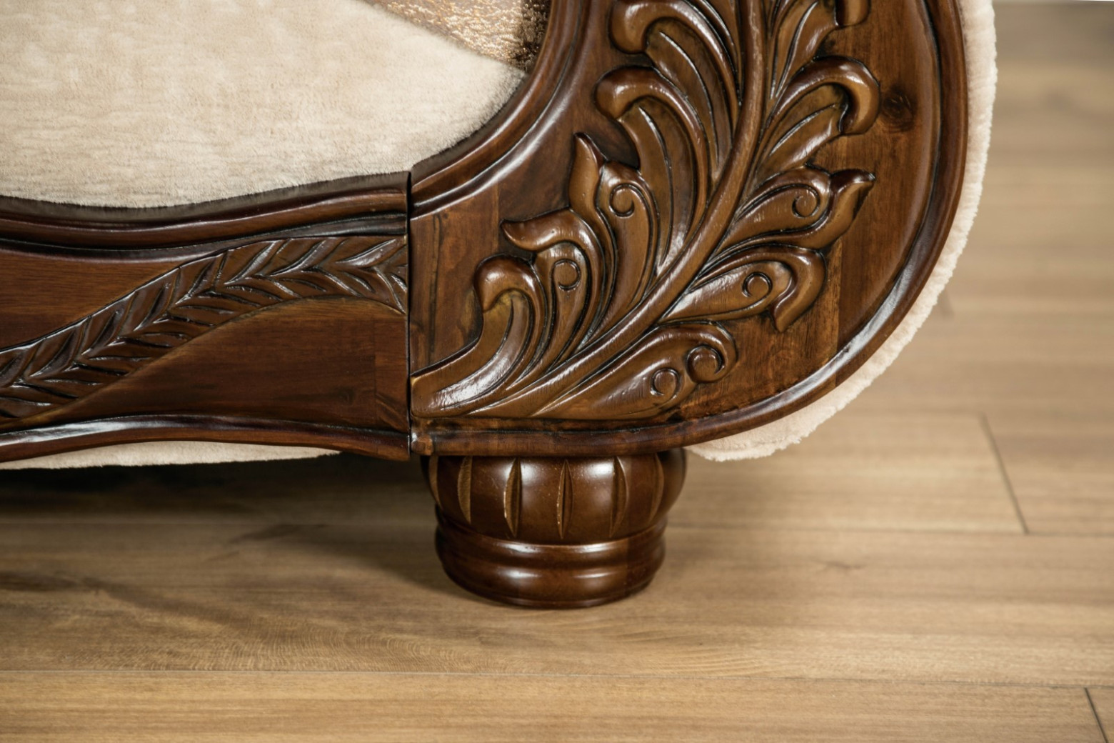 SM6450 2PC Sofa & Loveseat Traditional Style Light Brown/Dark Cherry By Furniture of America