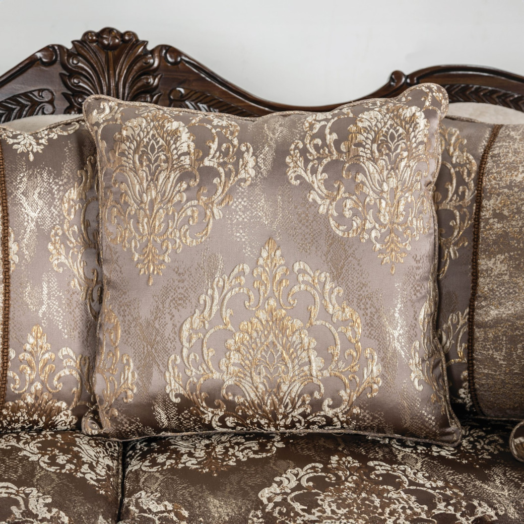 SM6450 2PC Sofa & Loveseat Traditional Style Light Brown/Dark Cherry By Furniture of America