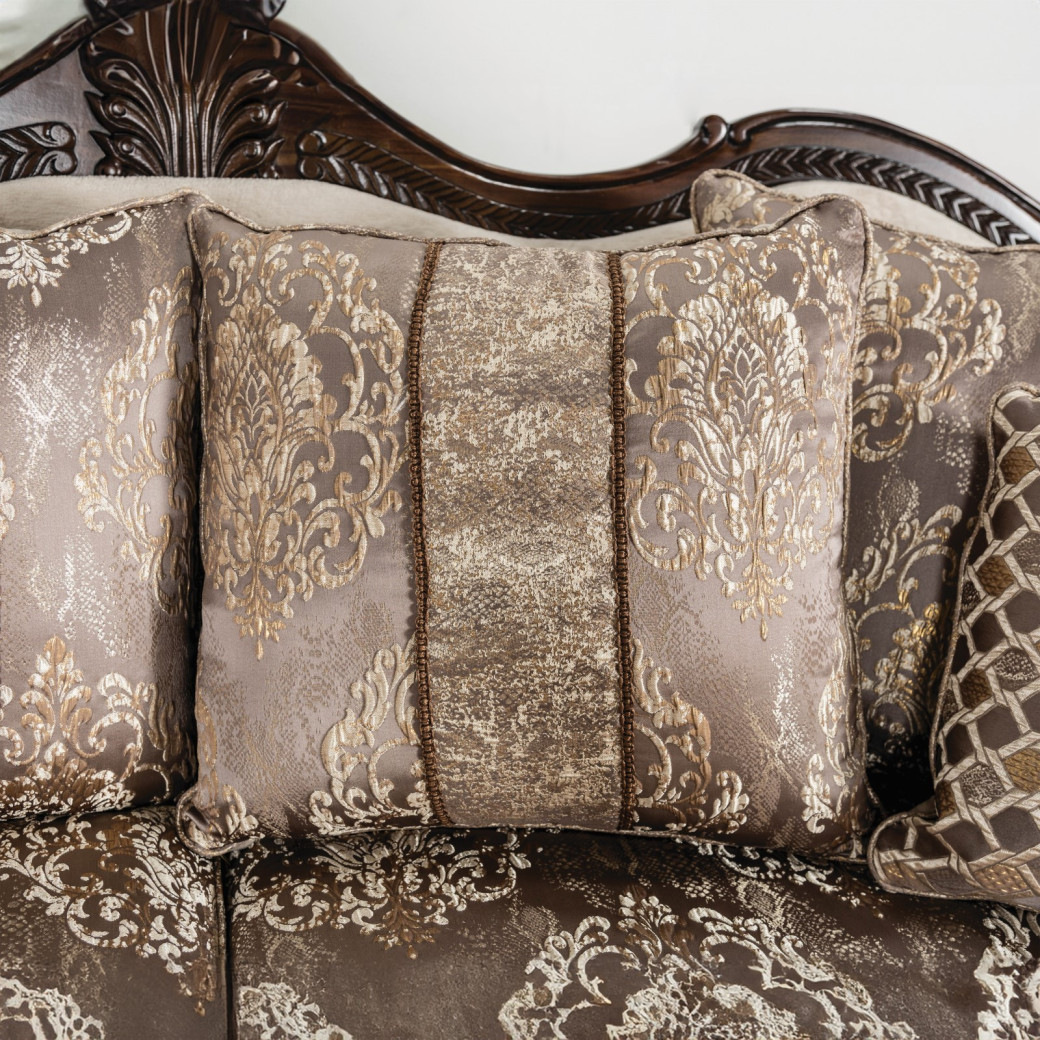 SM6450 2PC Sofa & Loveseat Traditional Style Light Brown/Dark Cherry By Furniture of America