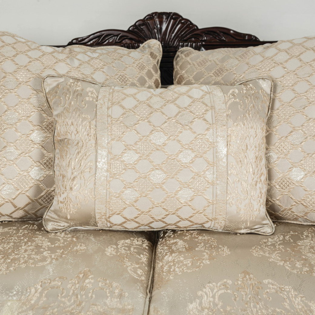 2PC Sofa & Loveseat Traditional Style Beige/ Dark Cherry by  Furniture of America FM66452