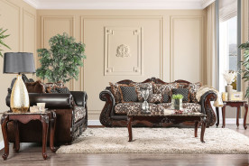2PC Sofa & Loveseat Traditional Style Light Brown/Espresso By Furniture of America