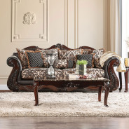 2PC Sofa & Loveseat Traditional Style Light Brown/Espresso By Furniture of America
