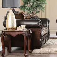 2PC Sofa & Loveseat Traditional Style Light Brown/Espresso By Furniture of America