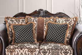 2PC Sofa & Loveseat Traditional Style Light Brown/Espresso By Furniture of America