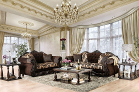 2PC Sofa & Loveseat Traditional Style Dark Brown By Furniture of America SM6431