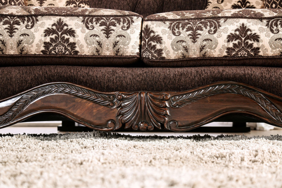 SM6431 2PC Sofa & Loveseat Traditional Style Dark Brown By Furniture of America