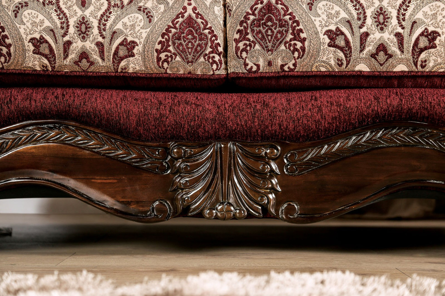 2PC Sofa & Loveseat Traditional Style Burgundy/Brown By Furniture of America SM6433