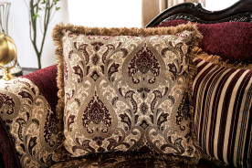 2PC Sofa & Loveseat Traditional Style Burgundy/Brown By Furniture of America SM6433