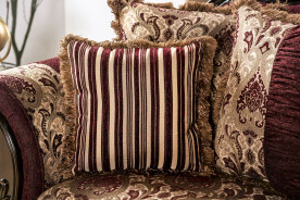 2PC Sofa & Loveseat Traditional Style Burgundy/Brown By Furniture of America SM6433