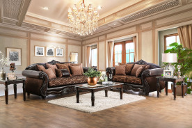 2PC Sofa & Loveseat Traditional Style Brown/Espresso By Furniture of America SM6404