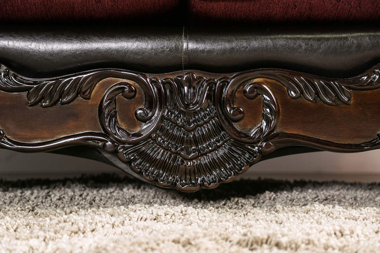 2PC Sofa & Loveseat Traditional Style Burgundy/ Dark Brown By Furniture of America SM6415