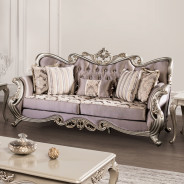 FM65006PR 2PC Sofa & Loveseat Traditional Living Room Champagne/Purple Albacete Collection By Furniture Of America