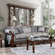 SM6424 2PC Sofa & Loveseat Traditional Style Gray By Furniture Of America