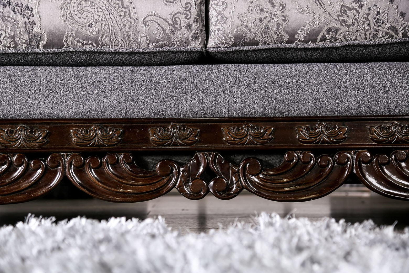 SM6424 2PC Sofa & Loveseat Traditional Style Gray By Furniture Of America