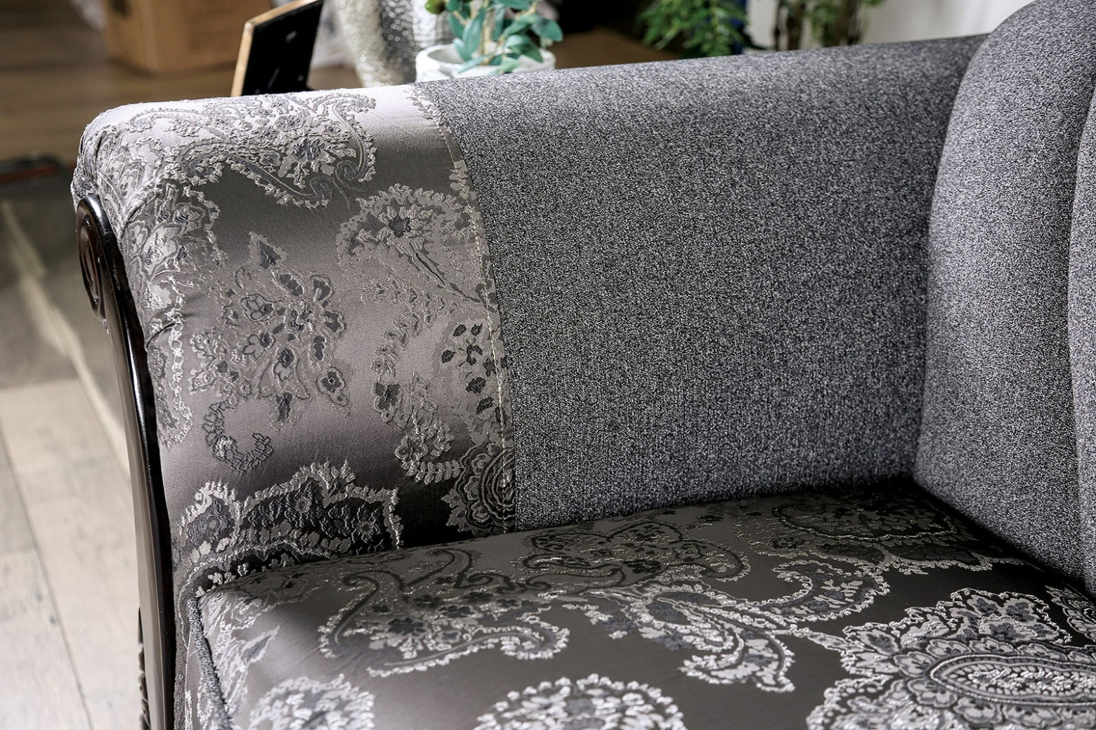 SM6424 2PC Sofa & Loveseat Traditional Style Gray By Furniture Of America