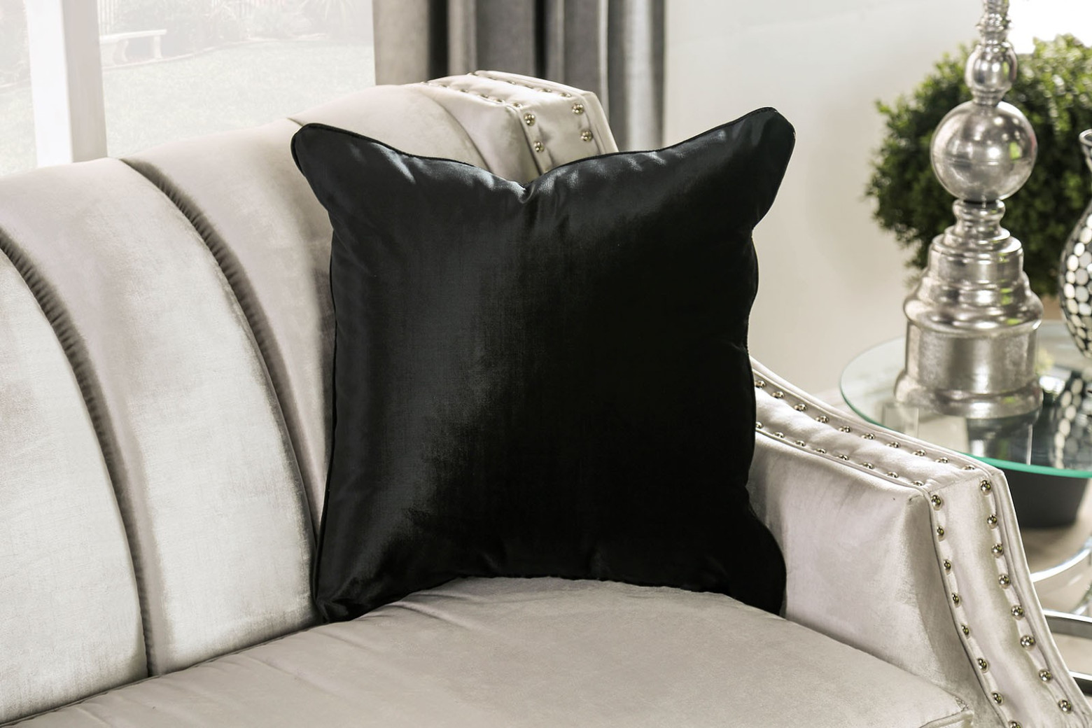 SM2686 Transitional Style Sofa & Loveseat Silver color Elicia Collection By Furniture of America