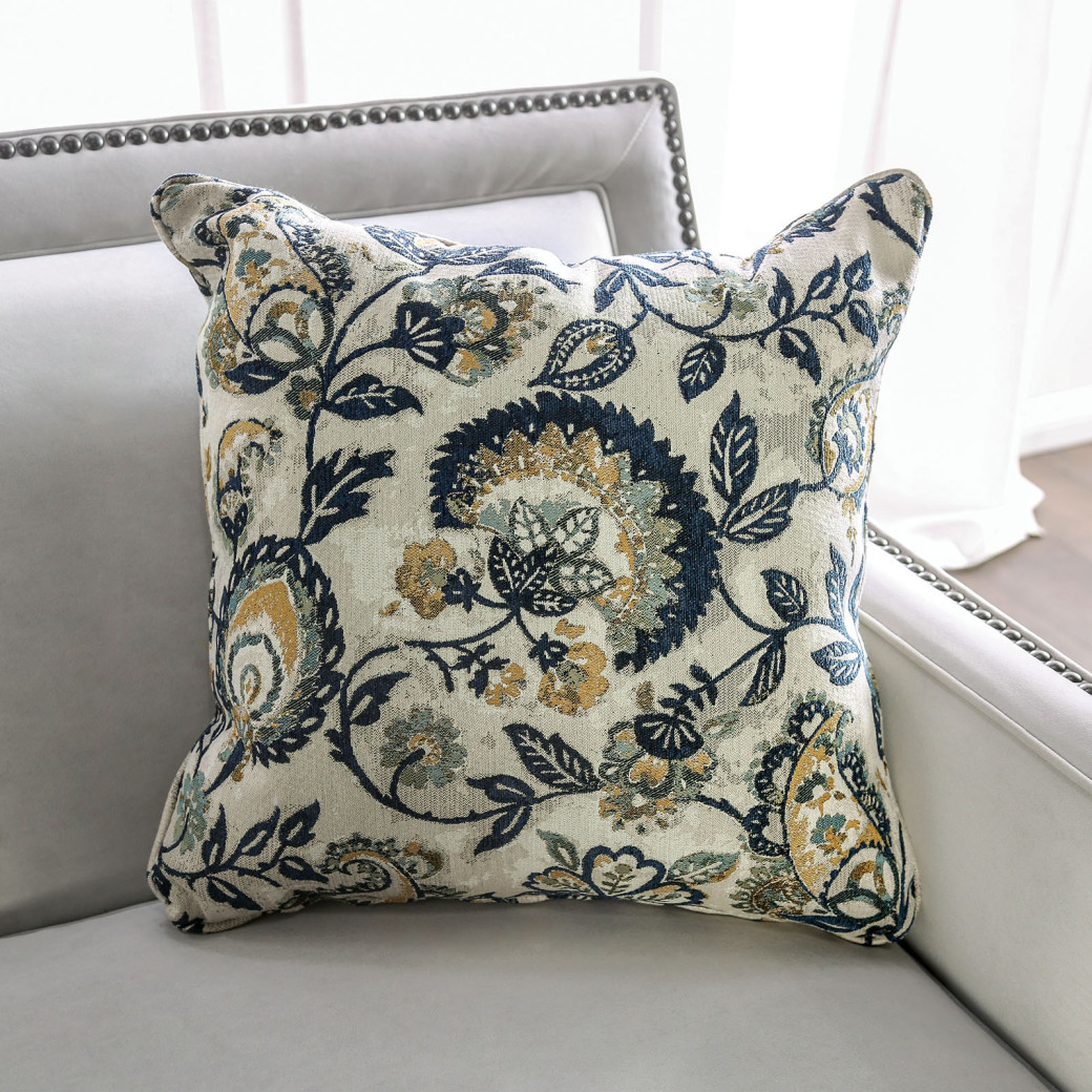 SM2270 Transitional Style Sofa & Loveseat Light Gray/Navy Velvet Montecito Collection By Furniture of America