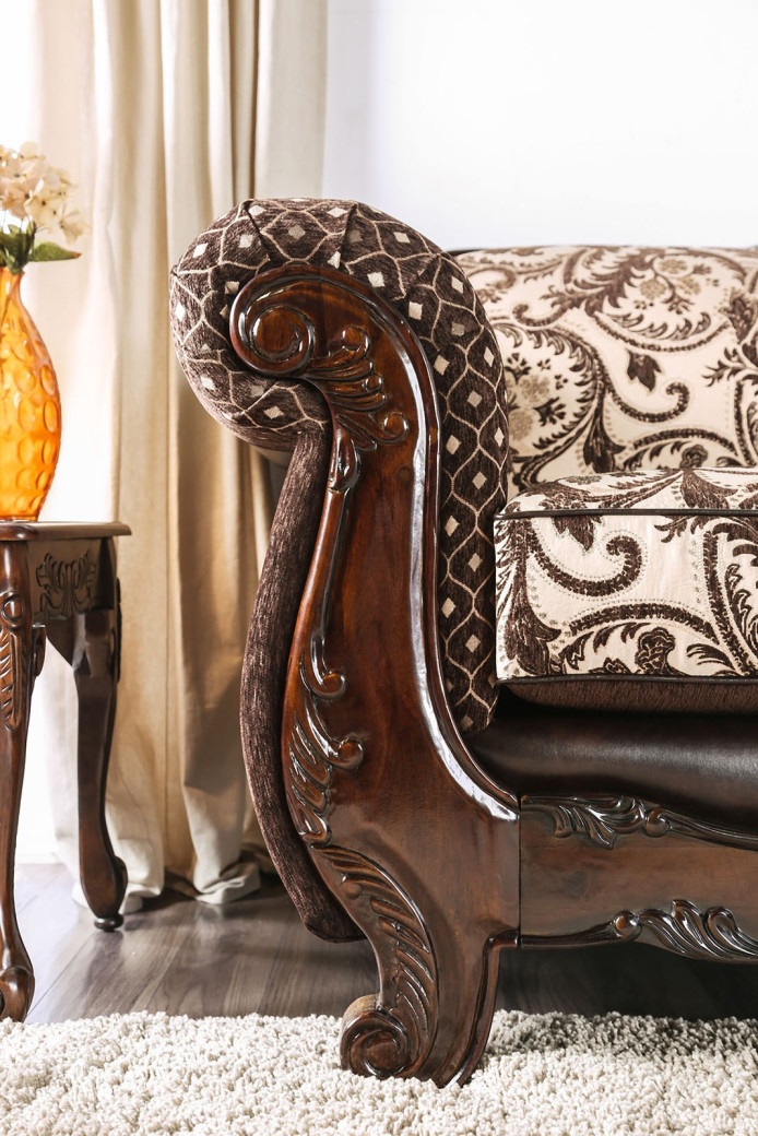 SM6416 Traditional Living Room Light Brown / Dark Brown. Quirino Collection by Furniture of America