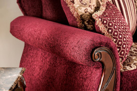 SM6110 Traditional Style 2PC Sofa & Loveseat Cherry / Burdundy Fabric Tabitha Collection by Furniture of America